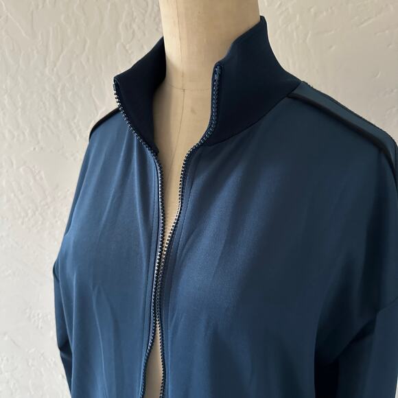ZARA | Women's Full Zip Retro Jacket NEW Size Medium Blue Petrol Varsity Track - Picture 5 of 14